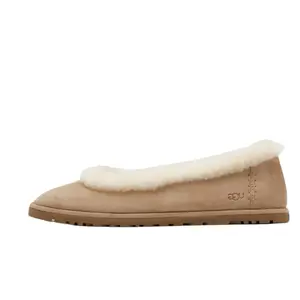 UGG Wmns Zora Ballet Flat 'Sand' Women's Casual Round Toe Slip-Ons with Soft Sheepskin Lining for Spring Summer