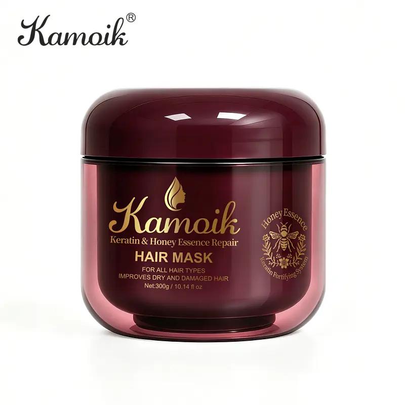 Kamoik Keratin & Honey Essence Repair Hair Mask, with Argan Oil, Frizz-Smoothing Hair Serum Conditioner, Suitable for All Hair Types, 10.14 oz / 300 ml.