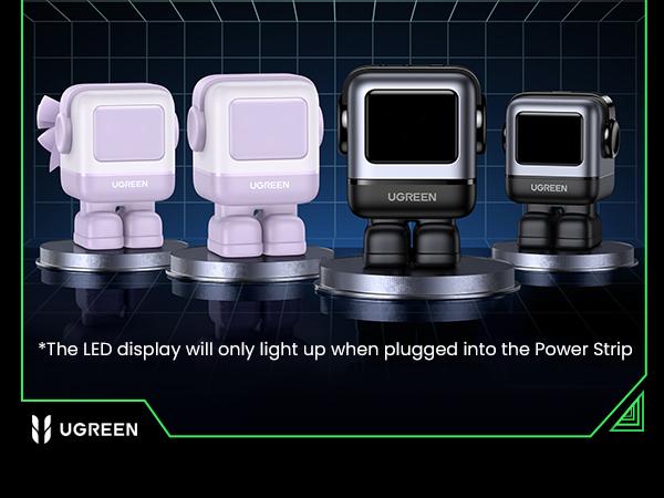 UGREEN Uno 65W USB C Charger Block, Nexode 3-Port GaN Fast Charger with Screen, Fun Robot Gifts for Men Women, Compatible with iPhone 17, MacBook Pro/Air, XPS, Galaxy S25, Steam Deck, ROG Ally, Black