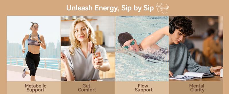 Mushroom Coffee with 6 Adaptogenic Mushrooms and 2 Billion CFUs Lactobacillus plantarum, USA Grown Instant Coffee for Better Energy, Focus, Digestion, Immunity with Cordyceps, Shiitake, Chaga , 30 Servings (180g/6.35oz)