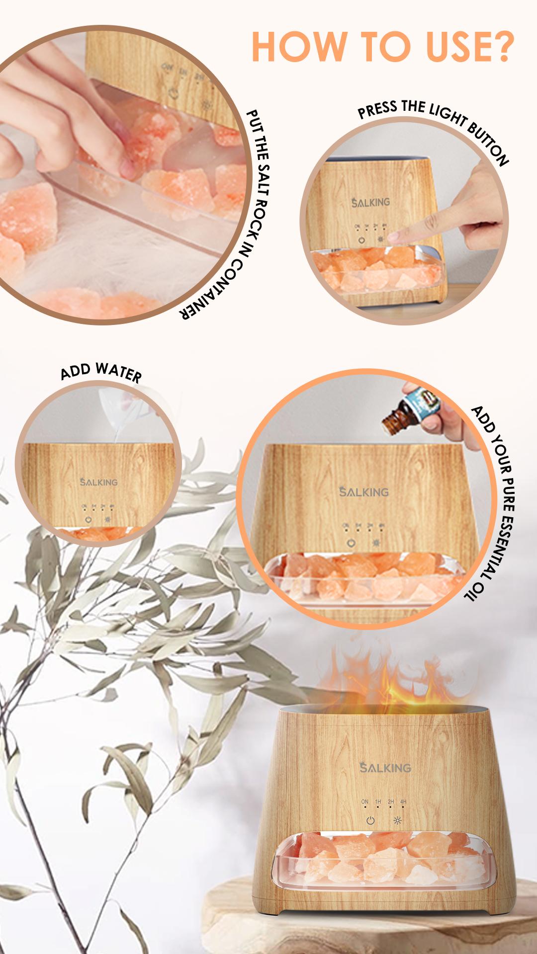 【TikTok Shop Weekly Deals】SALKING 2-in-1 Himalayan Salt Lamp Diffuser,  Himalayan Salt, Ultrasonic Essential Oil Diffuser , Schedule shutdown & Large capacity(For Bedroom/Office/Bathroom/Car)Night Lamp