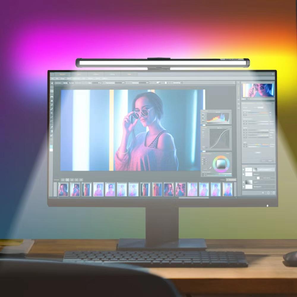 Valentines Gift for BF Touch Control Monitor Light Bar with RGB Backlight USB Powered Adjustable Desk Lamp Glare Free Screen Light for Computer Gaming Home Office Background Lighting