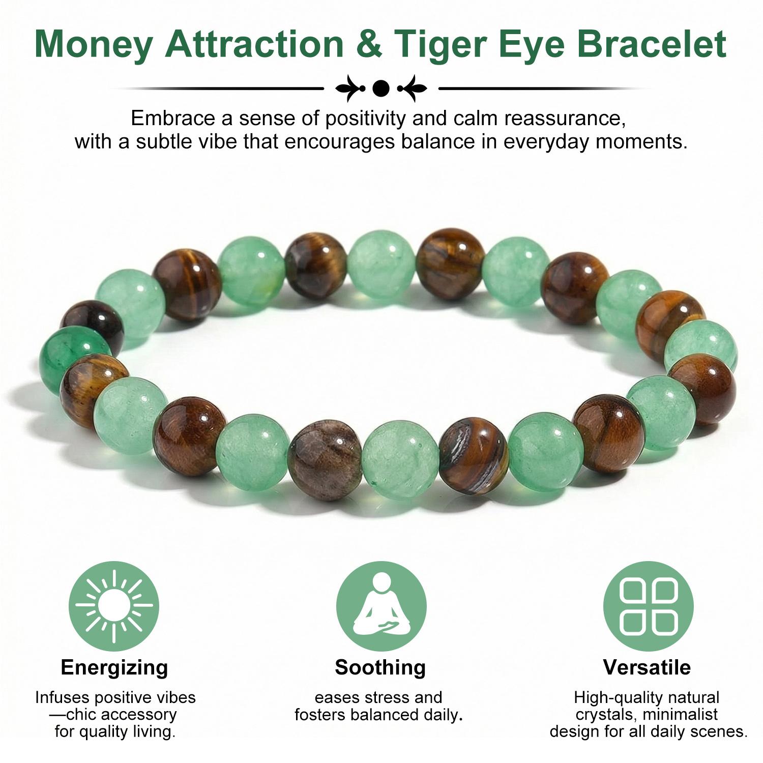 SGGUI Money Bracelet With Green Aventurine Stone Tiger Eye Stone - Lucky Bracelet - Attracting Wealth, Abundance,8MM Beaded Jewelry for Wealth, Protection, and Good Luck, Healing Energy Bracelet, Calming Gift for Mom or Friend SGGUI Money Bracelet With Green Aventurine Stone Tiger Eye Stone - Lucky Bracelet - Attracting Wealth, Abundance,8MM Beaded Jewelry for Wealth, Protection, and Good Luck, Healing Energy Bracelet, Calming Gift for Mom or Friend