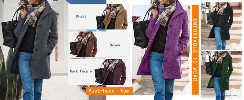 Utcoco Women's Thickened Single-Breasted Wool Pea Coat | Casual Mid-Length Stand Collar Jacket with Pockets | Oversized Denim Boyfriend Jacket & Pilot Jacket | Fall Winter New Arrivals Utcoco Women's Thickened Single-Breasted Wool Pea Coat | Casual Mid-Length Stand Collar Jacket with Pockets | Oversized Denim Boyfriend Jacket & Pilot Jacket | Fall Winter New Arrivals