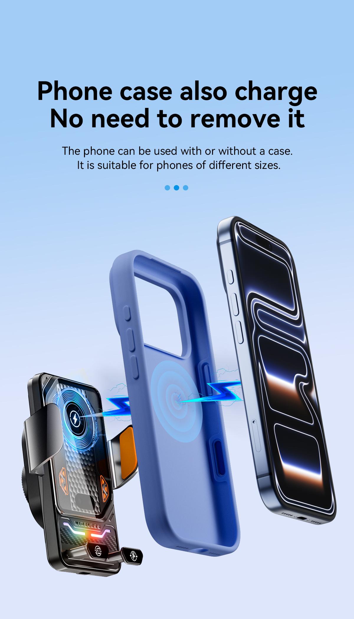 Wireless Car Charger Fast Rotatable Auto Clamping Car Charger Phone Holder fit iPhone Pro  tags Smartphone Cellphone Charging Electronic magnetic 360 rotating Lightning Bracket