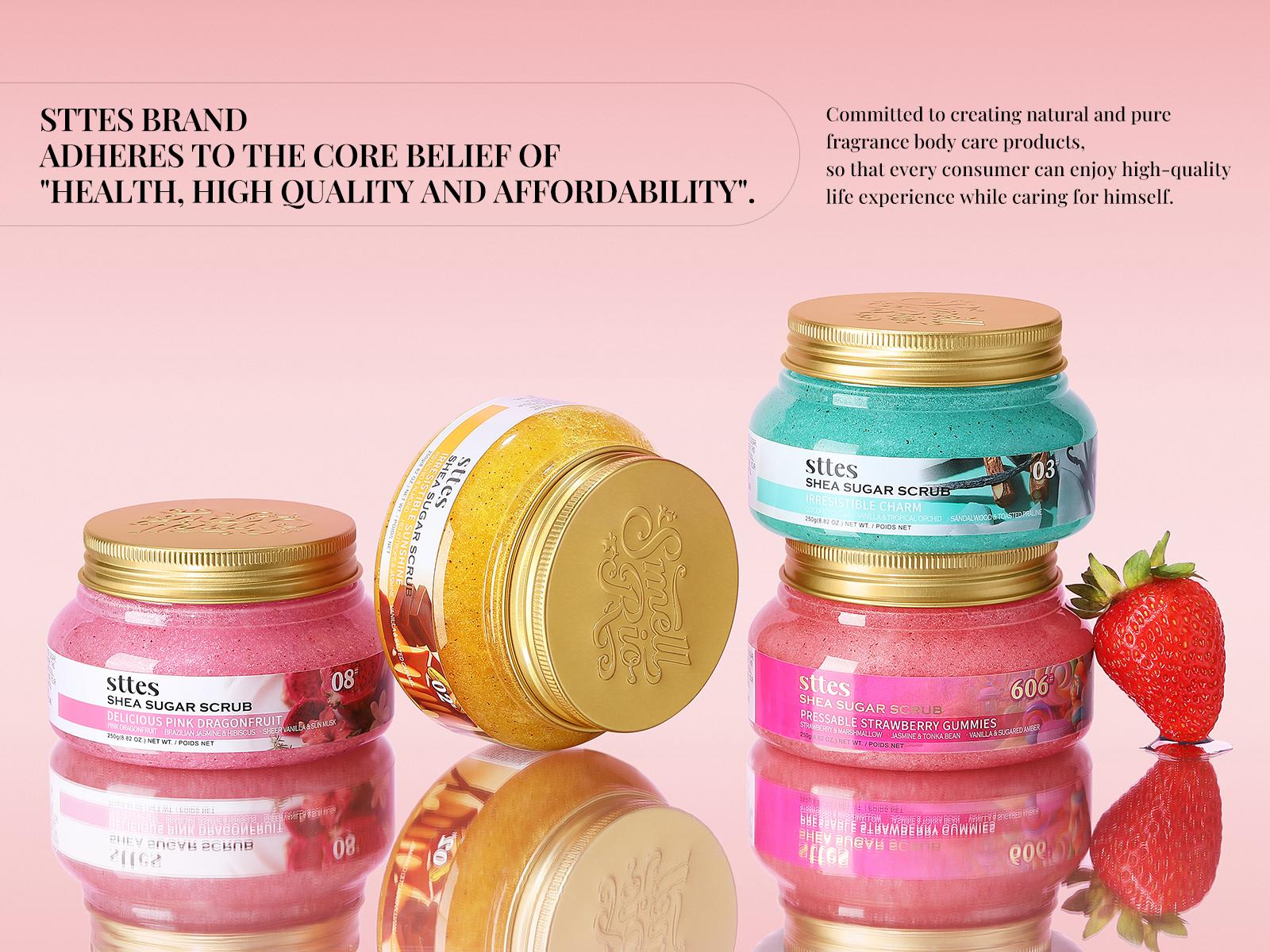 New！Sttes Shea Sugar Body Scrub #02 (Irresistible Sunshine) – Exfoliating Pistachio & Salted Caramel Scent Shower Treatment 250g