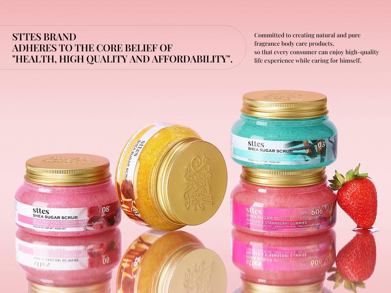 New！Sttes Shea Sugar Body Scrub #02 (Irresistible Sunshine) – Exfoliating Pistachio & Salted Caramel Scent Shower Treatment 250g