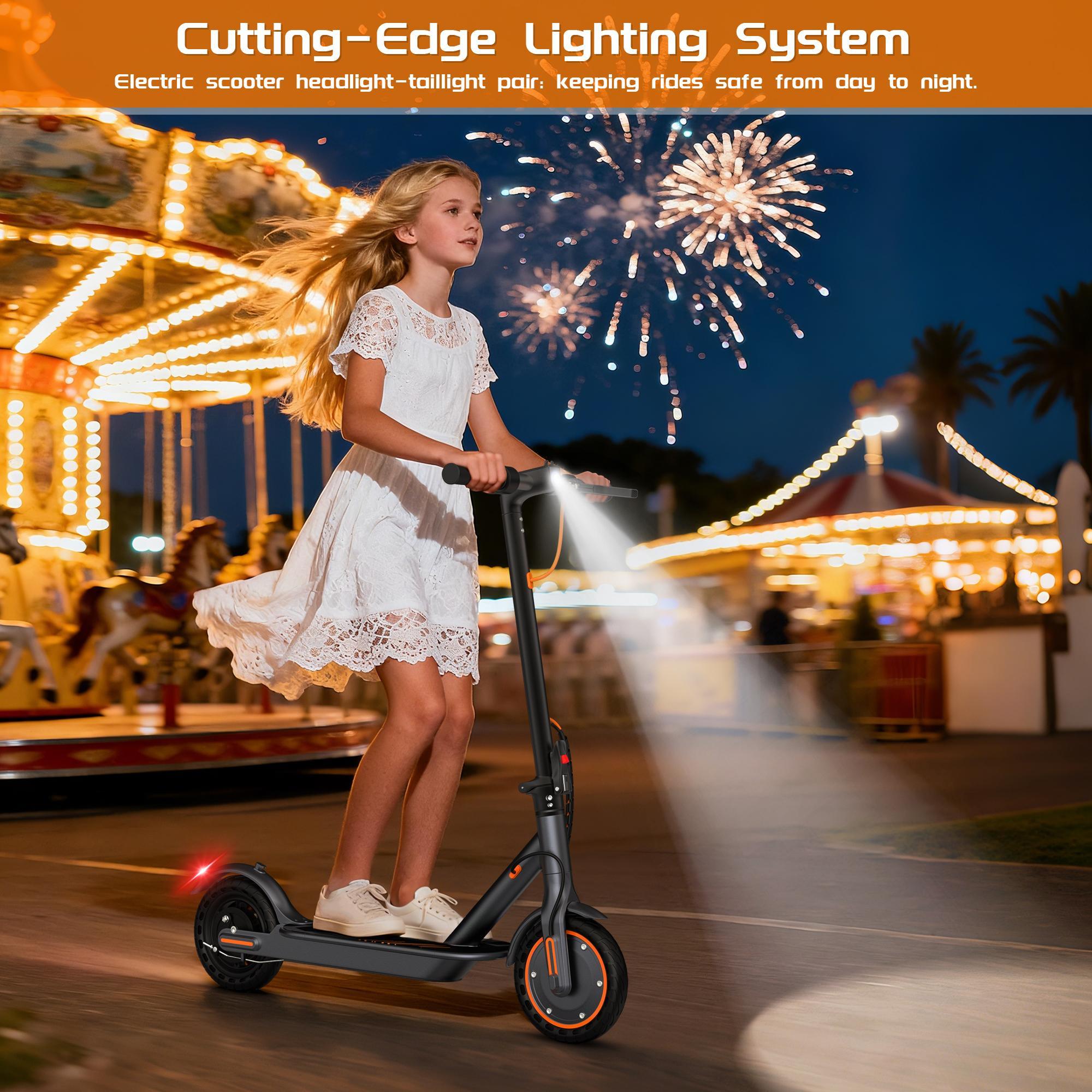 2026 Trending Orange Kids Electric Scooter | 350W Foldable E-Scooter for Teens Boys Girls | Dual Brakes 8.5" Solid Tires 15° Climb | Safe Outdoor Fun Ride Perfect Gift for Kids