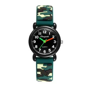 Youth Camouflage Silicone Watch: Comfortable Jelly Strap Wristwatch with Easy-to-Read Quartz Analog Dial, Sporty Design Watches for Students and Outdoor Activities