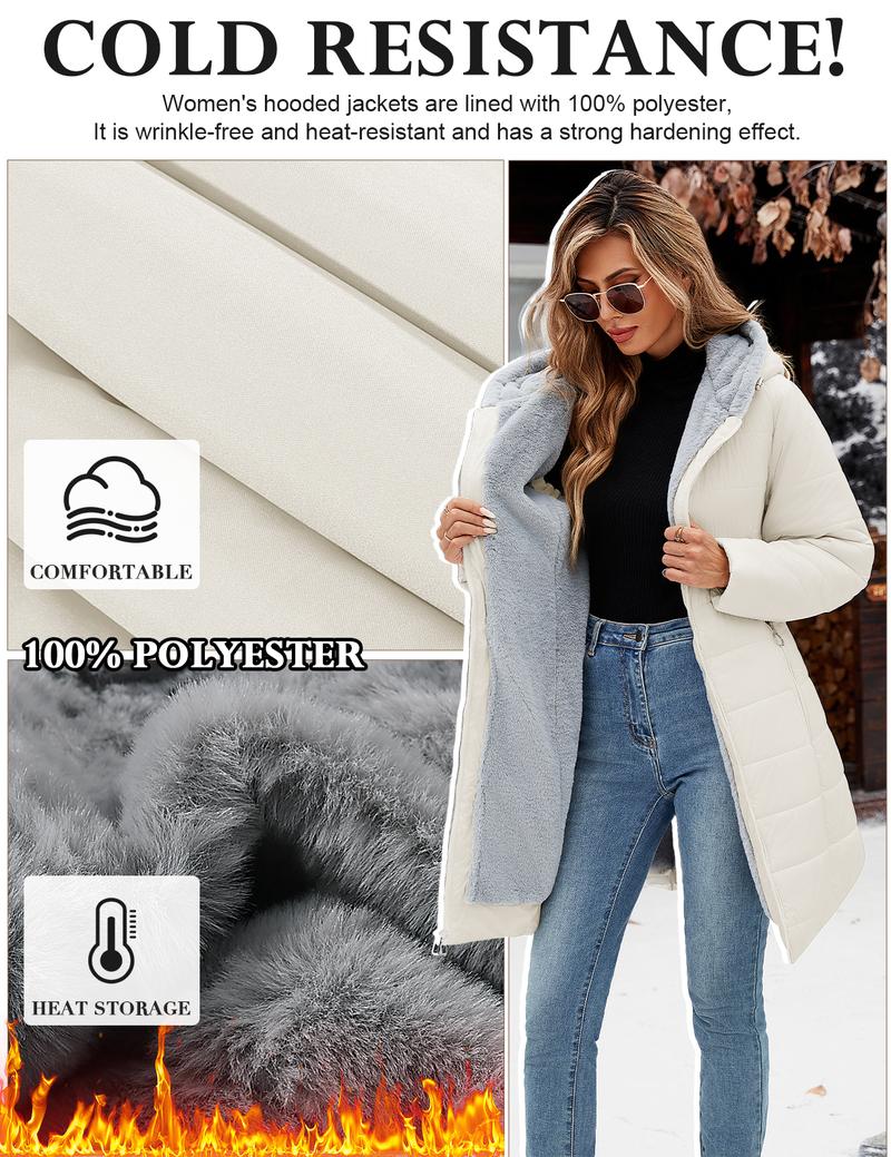 Women's Winter Windproof Fur Warm Slim Fit Down Jacket - Waterproof Long Ski Coat for Commuting FallFreshness  #outdoorfun