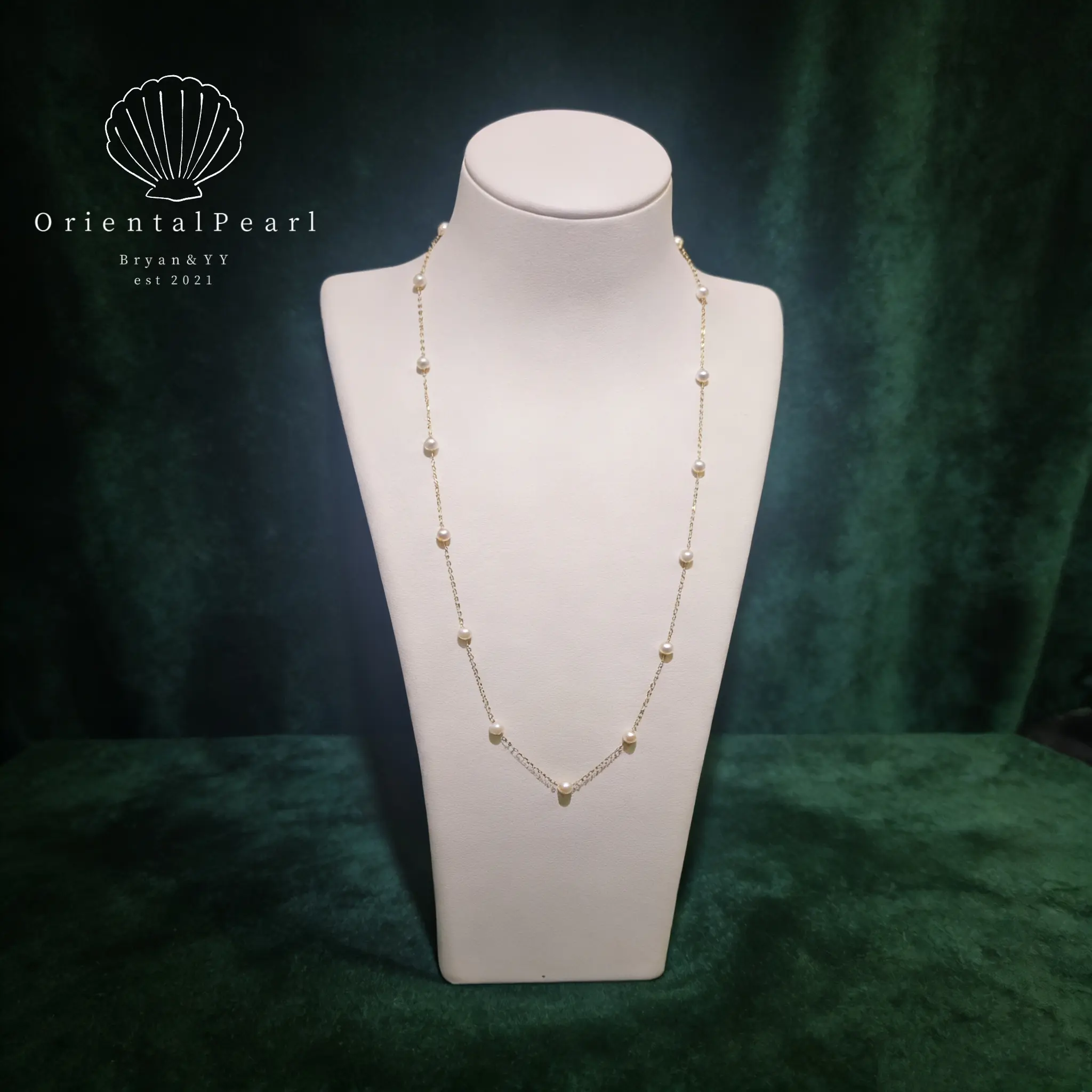 NC49-Starry Night | Simple Pearl Station Necklace, Freshwater Cultured Mini Pearls 3–4 mm, Adjustable 16–18 in, Dainty Layering , dainty pearl necklace; adjustable pearl necklace; freshwater pearls; gift for her; bridesmaid jewelry; quiet luxury