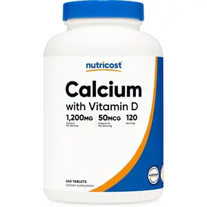 Nutricost Calcium with Vitamin D, 240 Tablets - Calcium (1200mg) Vitamin D (50mcg) Per Serving - Non-GMO, Gluten Free