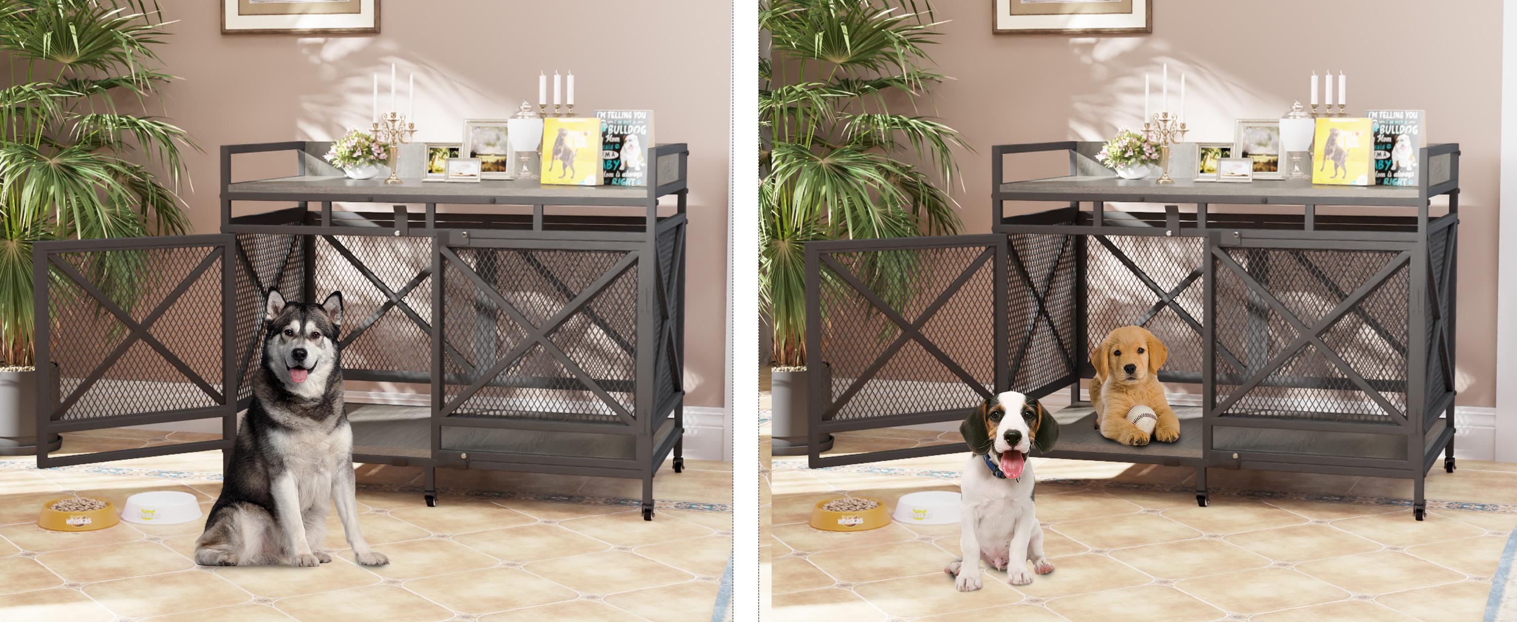 [LIVE] COZPAW Large Dog Crate Furniture | 48/52/71/78/86Inch  Wooden Kennel for Extra-Large Dogs | Heavy-Duty Indoor Wire Crate  dogcages dog kennel lockable wheel