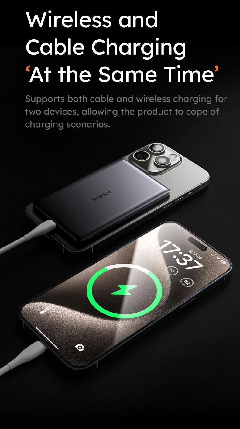 TORRAS MiniMag Power Bank Ultra Slim 5,000/10,000mAh 0.3 in Wireless MagSafe Portable Charger with USB-C Cable, Fast Charging Magnetic Battery Pack for iPhone 16/15/14/13/12 Pro Max TORRAS MiniMag Power Bank Ultra Slim 5,000/10,000mAh 0.3 in Wireless MagSafe Portable Charger with USB-C Cable, Fast Charging Magnetic Battery Pack for iPhone 16/15/14/13/12 Pro Max