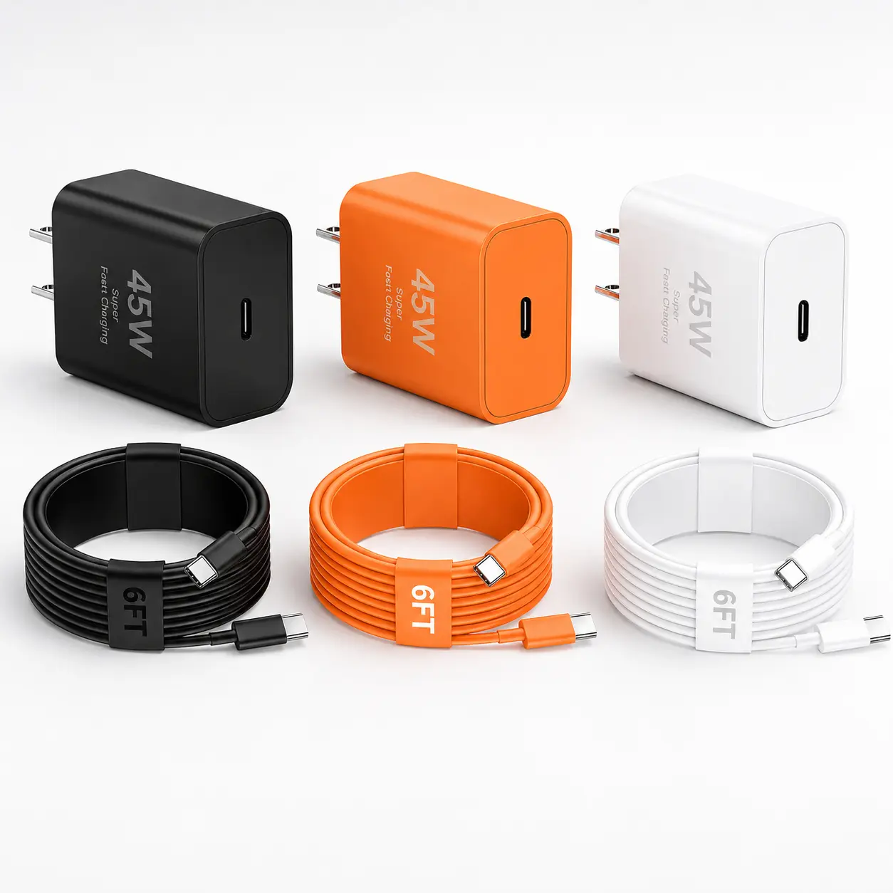 45W Type-C super-fast charging; 2-piece set comprising a Type-C charger and a 6FT USB-C Android phone cable, compatible with the Galaxy S26 Ultra, S26, S25, S24, S23, S22, S21, S20 and S10 Ultra/Plus Electronic Cellphone Device Plug