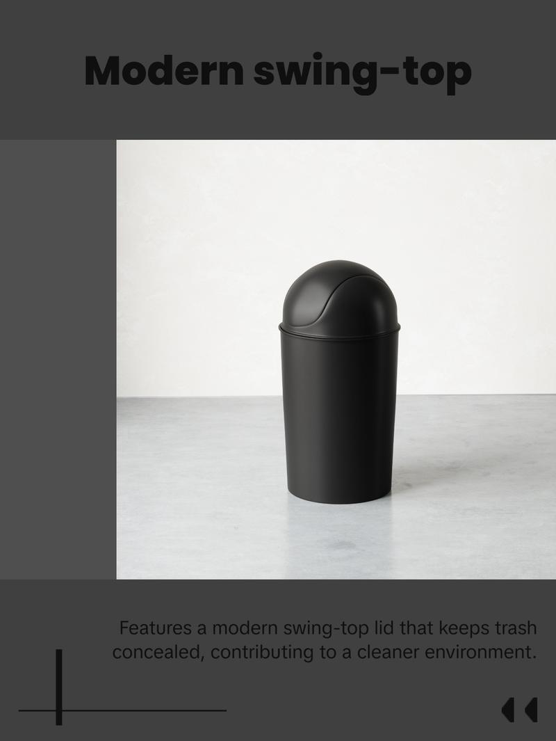 Umbra Grand Trash Can, 10-Gallon Swing-Top Kitchen Trash Bin with Lid, Durable for Home & Office - 1 Pack Bin Box