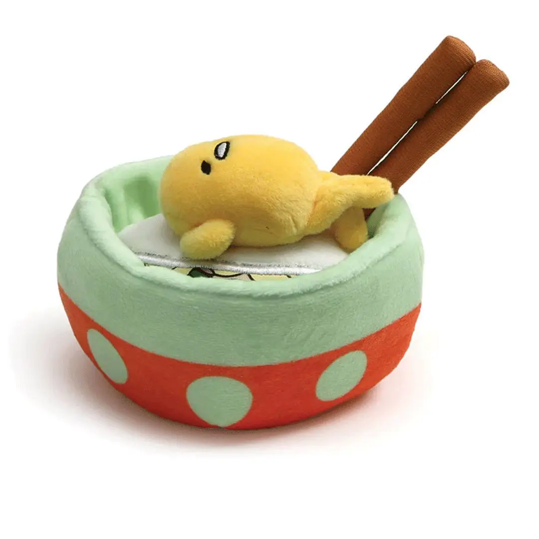 GUND Sanrio Gudetama with Noodles 4.5in Collectible Polyester Plush Toy, Super Soft Fluffy Squishies, Soft Stuffed Figure, Cuddly Stuffed Animal