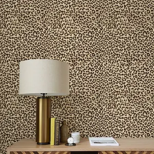 JIFFDIFF Peel & Stick Leopard Wallpaper Removable Self-Adhesive Textured Vinyl Wipeable Wall Covering Easy DIY Install