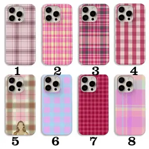 Color Checkered Pattern Phone Case, Fragola Butter,  Retro Plaid Candy-Color Square Phone Case, Durable Two-in-One Protective Cover, Fits iPhone 17 16 15 14 13 12 11 Pro Max