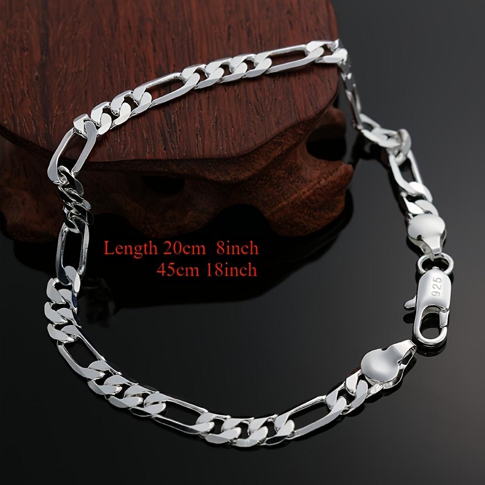 Elegant 925 Sterling Silvery 4mm Triple Figaro Cuban Link Chain Necklace - Hypoallergenic, Tarnish-Resistant, Ideal For Parties & Gifts, Versatile Accessory|Stylish Cuban Link|Durable Chain Design