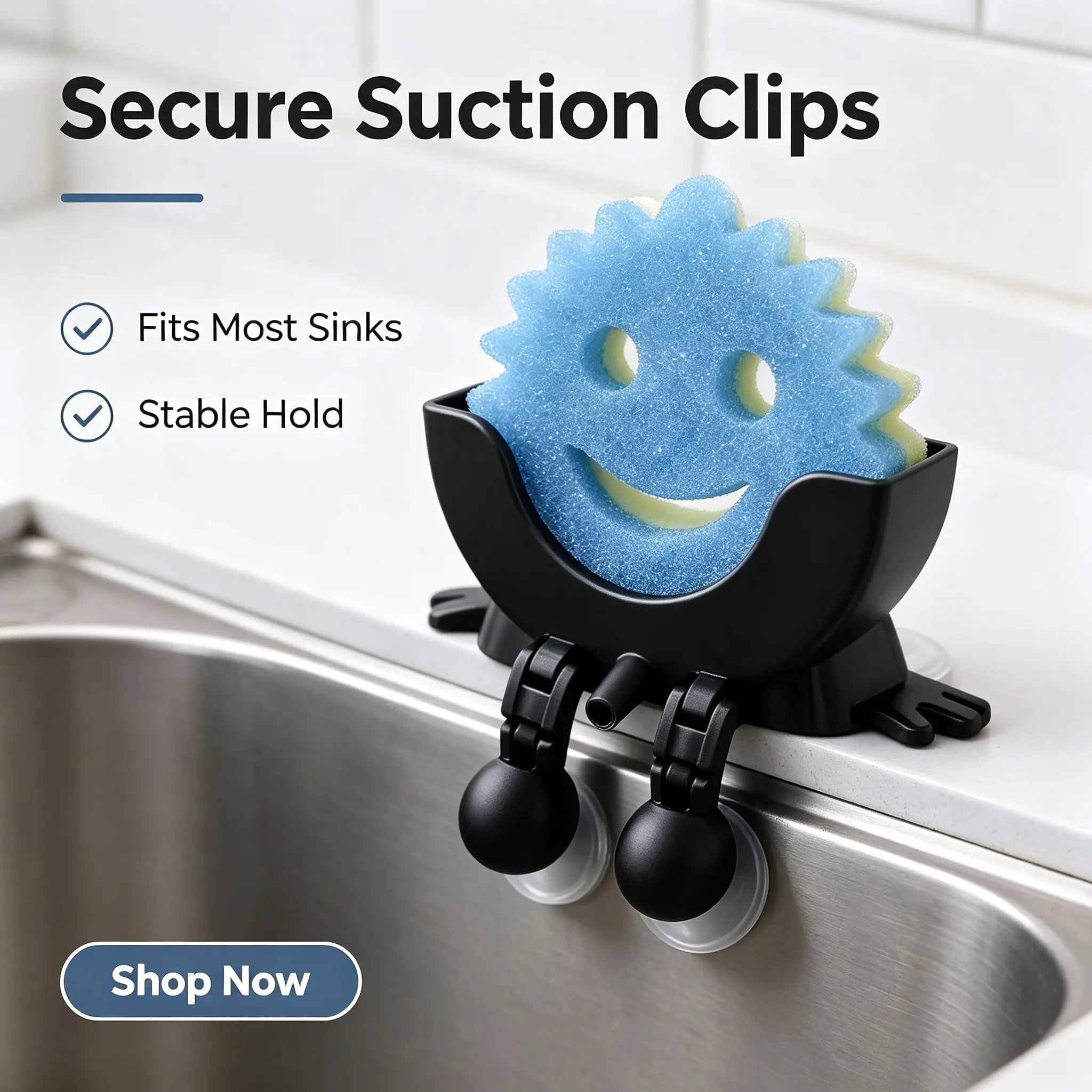 Cute 2-in-1 Sponge Drainer with Soap Dish – Bathroom & Kitchen Sink Organizer, Storage Tray, Countertop Decor, Home & Bath Accessory