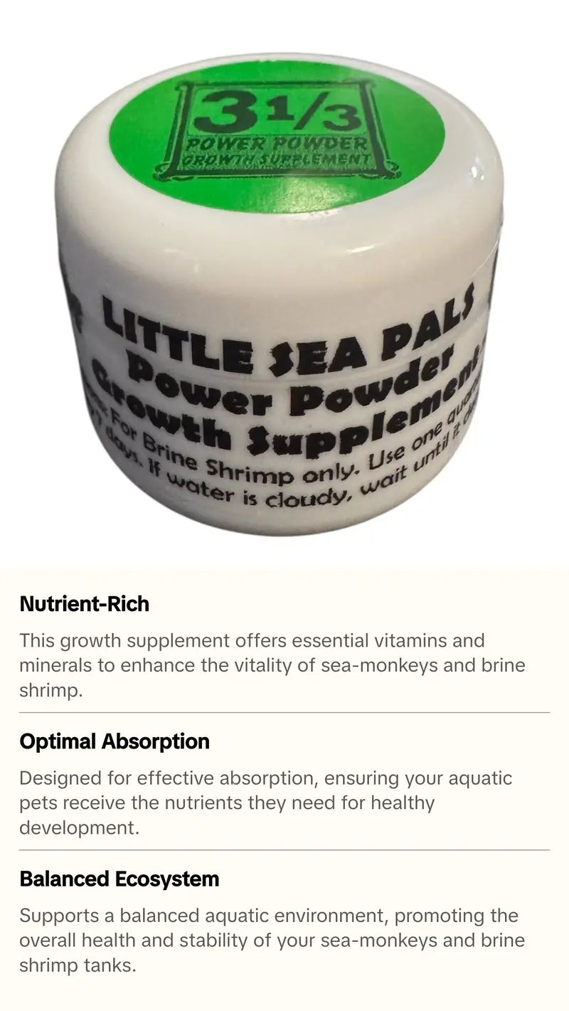 LSP Power Powder Growth Supplement for Sea-Monkeys & Brine Shrimp Tanks Little Sea Pals Aquarium Animal Vitamin