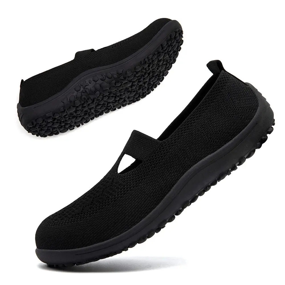 Women's Knit Barefoot Slip-On Flats - Stylish Walking Shoes, Soft Sole, Breathable, Lightweight, Minimalist, Wide Toe Box, Rubber Sole, All-Season Casual Gym Footwear, 2026 Spring Summer Mother's Day Gift tiktokshopbacktoschool