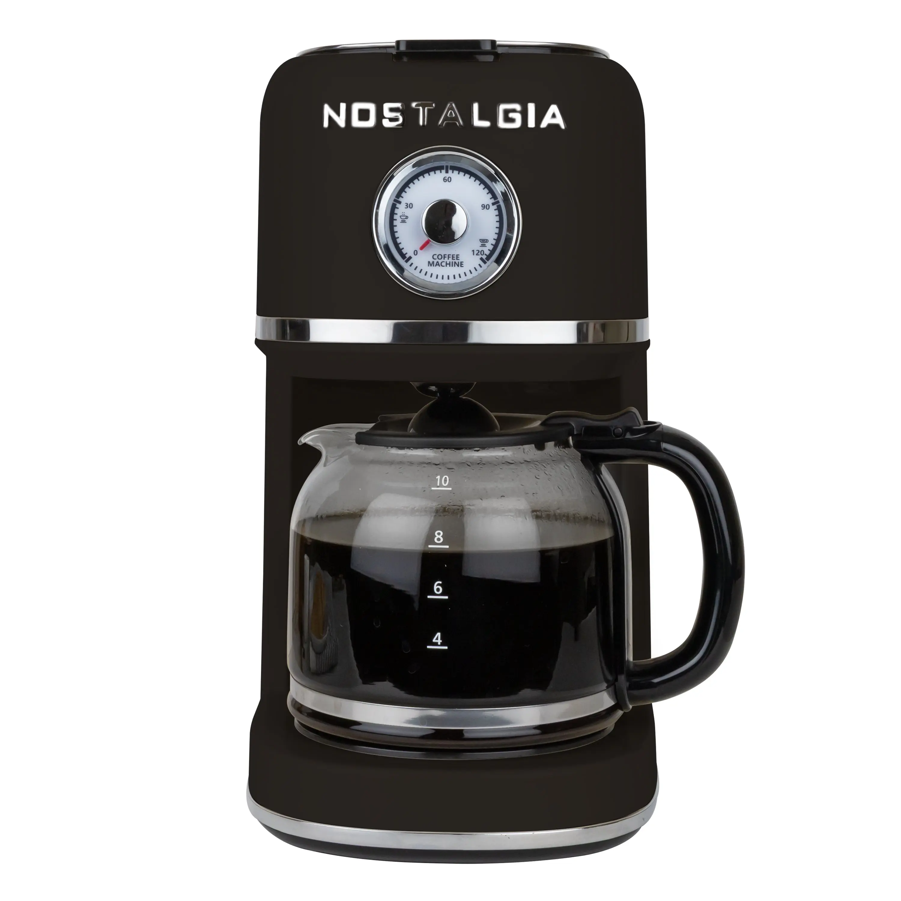 Nostalgia Classic Retro 10-Cup 50oz Coffee Maker with Timer & Glass Carafe - Household Kitchen Coffee Brewer, Ideal for Birthday, Graduation Gifting