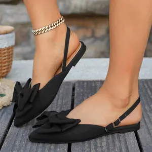 Women's Fashion Pointed Toe Slingback Flats Comfortable Adjustable Ankle Strap Casual Dress Shoes for Women Elegant Low Heel Work Office Wedding Party Slip On Ladies Ballet Flat