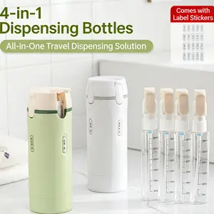 4-in-1 Travel Dispenser Bottle, Leak-ProofRefillable Silicone Squeeze Container withLock, Compact and Lightweight ToiletryOrganizer, Easy to Carry, Ideal for BusinessTrips, Vacations, and Frequent Travelers