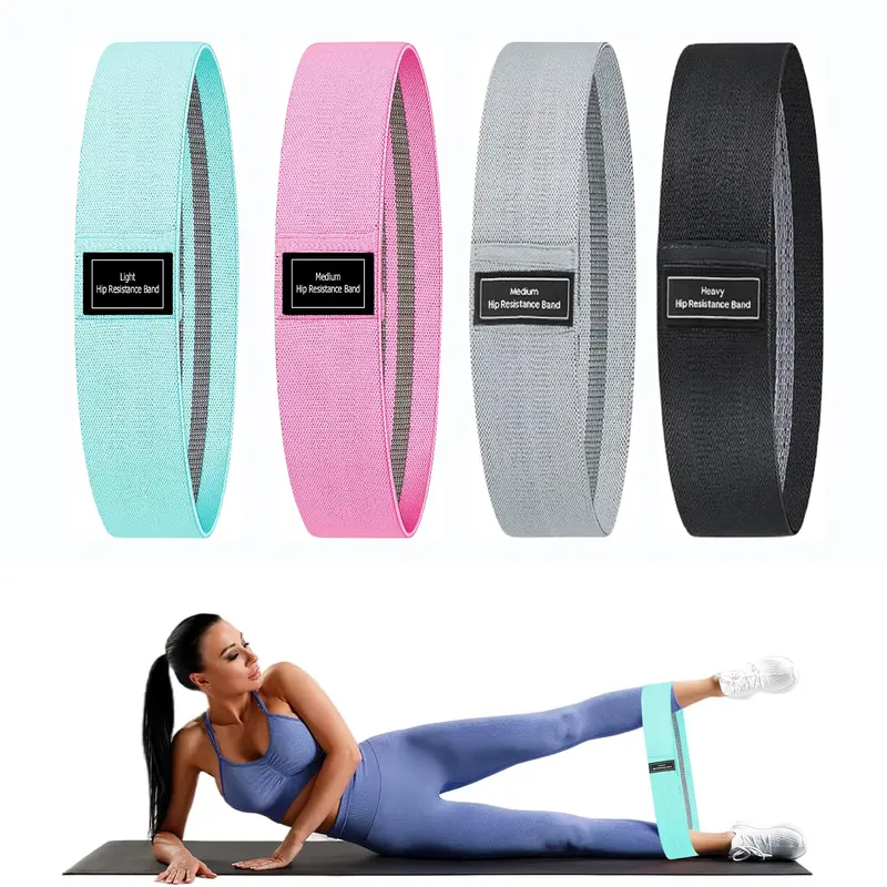 Fabric Resistance Bands for Working Out, Exercise Bands Resistance Bands Set With 4 Resistance Levels, Multi-Colored Workout Bands for Indoor & Outdoor Fitness, Leg Strength Training, Yoga