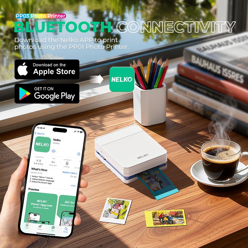 Nelko Pocket PP03 Instant Smartphone Inkjet Photo Printer With 20 Non-Sticky Photo Papers, Portable Mini Color Wireless Mobile Printer, Bluetooth Compatible with iOS & Android Devices, Ideal Valentine's Day Gift Nelko Pocket PP03 Instant Smartphone Inkjet Photo Printer With 20 Non-Sticky Photo Papers, Portable Mini Color Wireless Mobile Printer, Bluetooth Compatible with iOS & Android Devices, Ideal Valentine's Day Gift