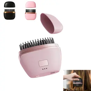 Mini cordless hair straightener, portable 2-in-1 heated comb and iron, portable and rechargeable travel