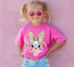 Girls Easter Shirt, Bubblegum Bunny Shirt, Coquette Easter Shirt,  Easter Outfit, Easter Basket Gift