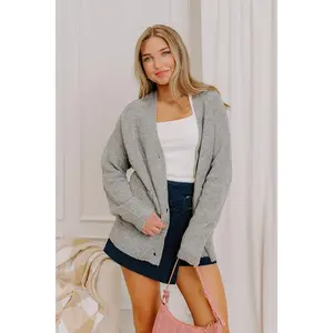 Cider Season Knit Cardigan in Grey