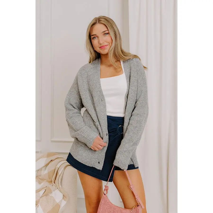 Cider Season Knit Cardigan in Grey