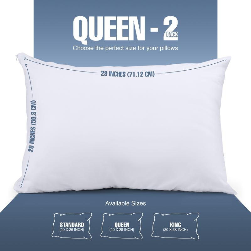 Utopia Bedding 2-Pack Waterproof Pillow Encasement | Zippered Pillowcases | Bed Bug & Dust Mite Proof, Soft Polyester, Machine Washable - Gray