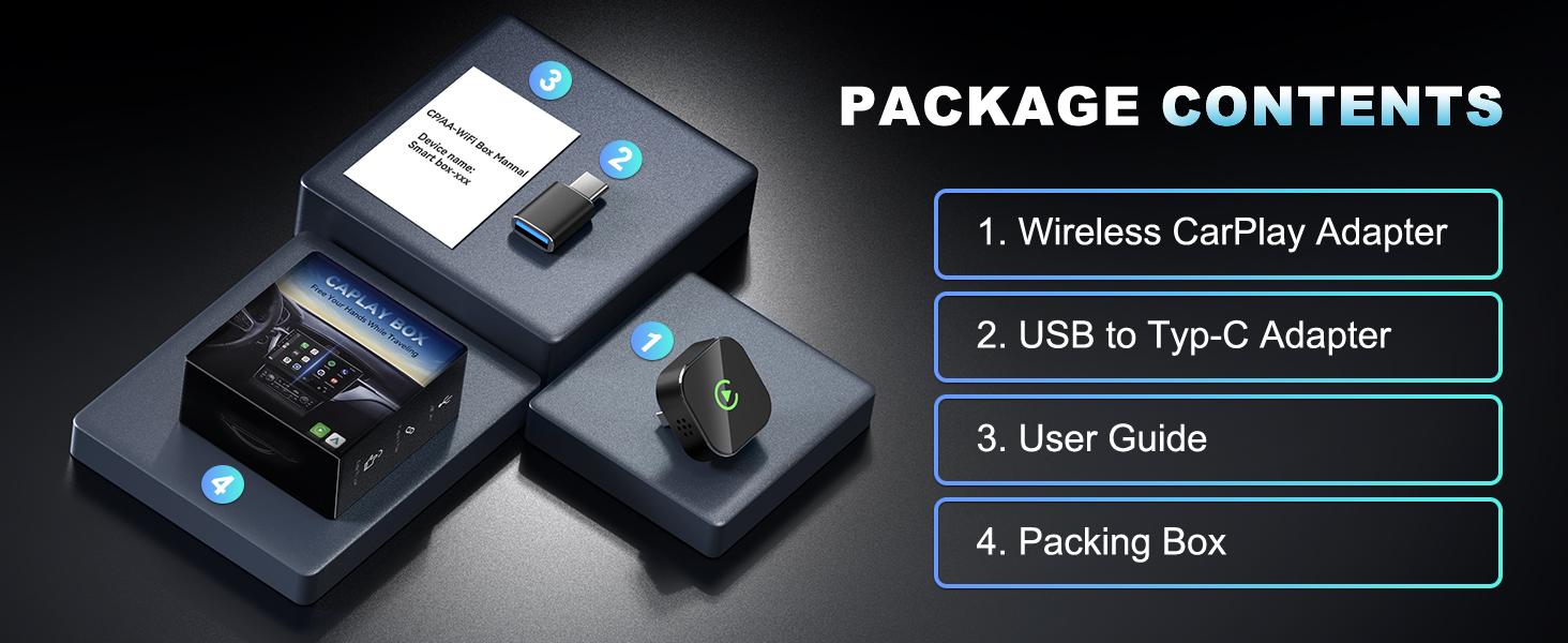 2025 Wireless carplay Adapter for iPhone/Android - Fast Connection,No Latency,Hands-Free Call wireless adapter Electronic Charger carplay dongle, suitable for factory wired CarPlay cars from 2016+,TIKTOKBLACKFRIDAY