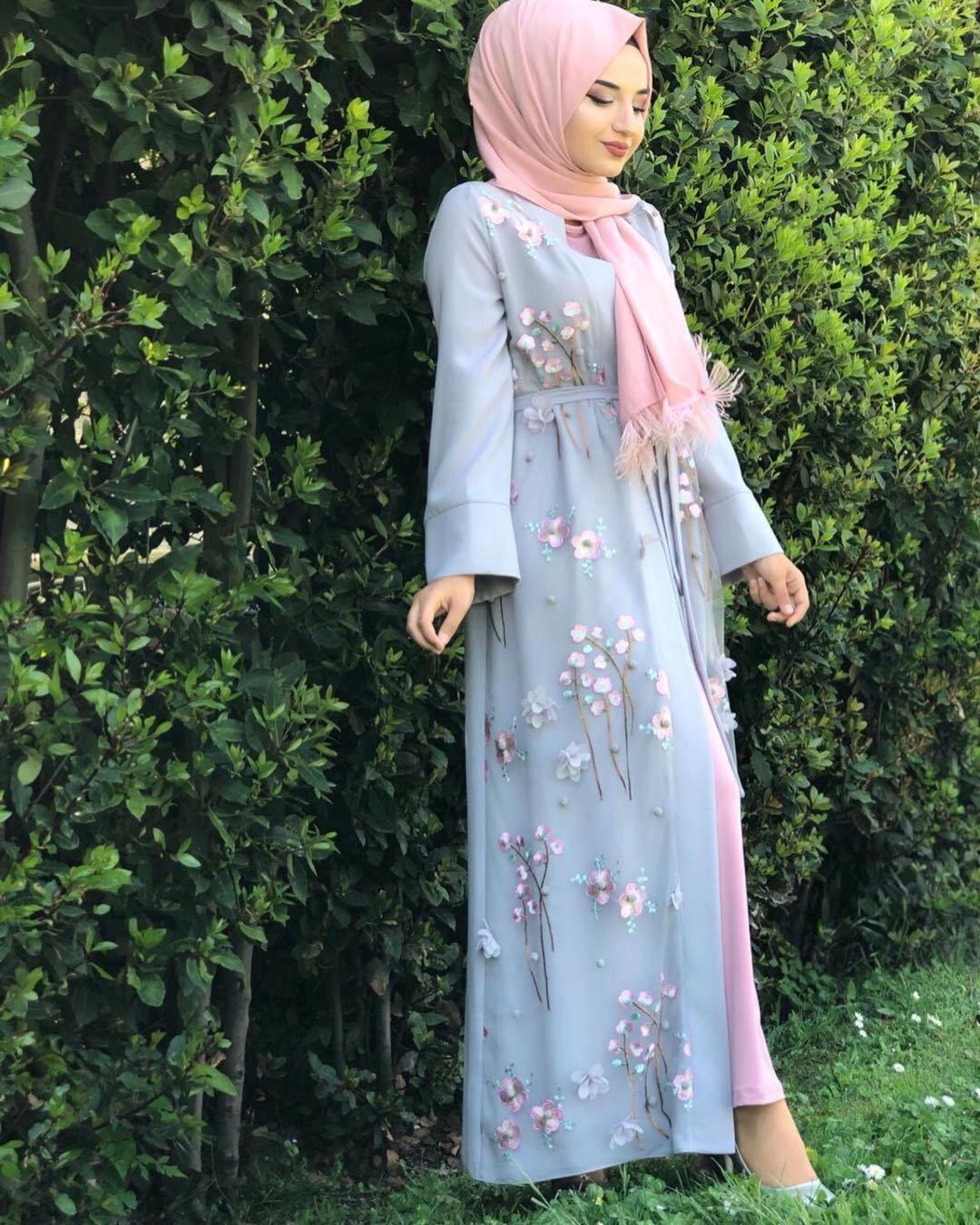 Lovely Floral Open Abaya