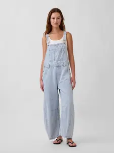 Gap Women's UltraSoft Denim Horseshoe Overalls