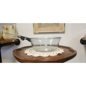 Vintage Pyrex Flameware removable glass handle and Blue Tint 832 B Saucepan 1qt