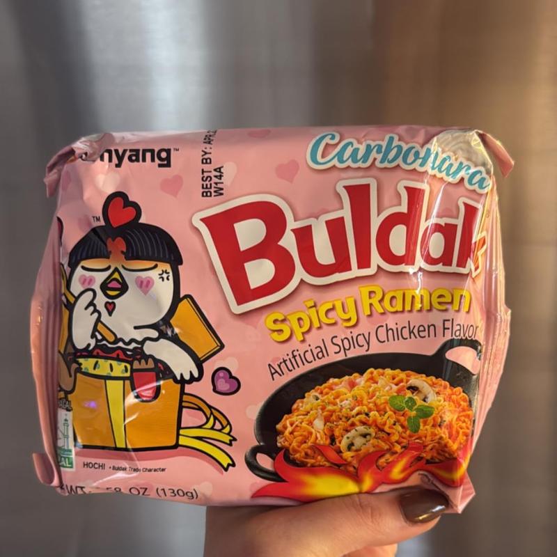 Samyang Buldak Spicy Ramen, Hot Chicken Ramen, Korean Stir-Fried Instant Noodle, Carbonara, 1 Bag with 5 Pack