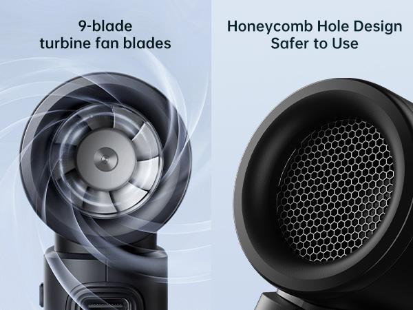 JISULIFE Handheld Fan Turbo Strong Wind Fashion Mini Pocket Fan 5 Speeds Up to 18H Cooling Rechargeable Portable Fan for Travel & Desk with Lanyard & USB Type-C Charging