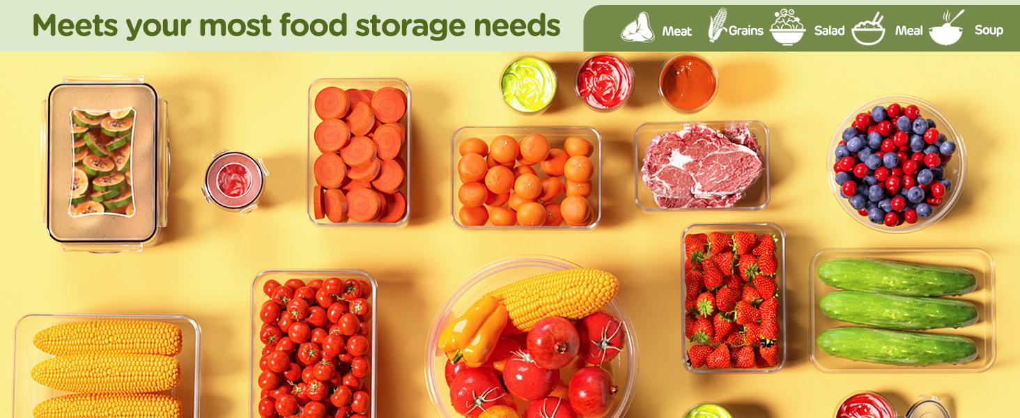 40PCS Food Storage Containers (20 containers and 20 lids), Fridge Fruit Storage Container Leak-proof Tupperware Sets for Kitchen Organization, Meal Preparation with Labeling Utensils,Reusable Airtight Waterproof, Microwave Safe Reusable
