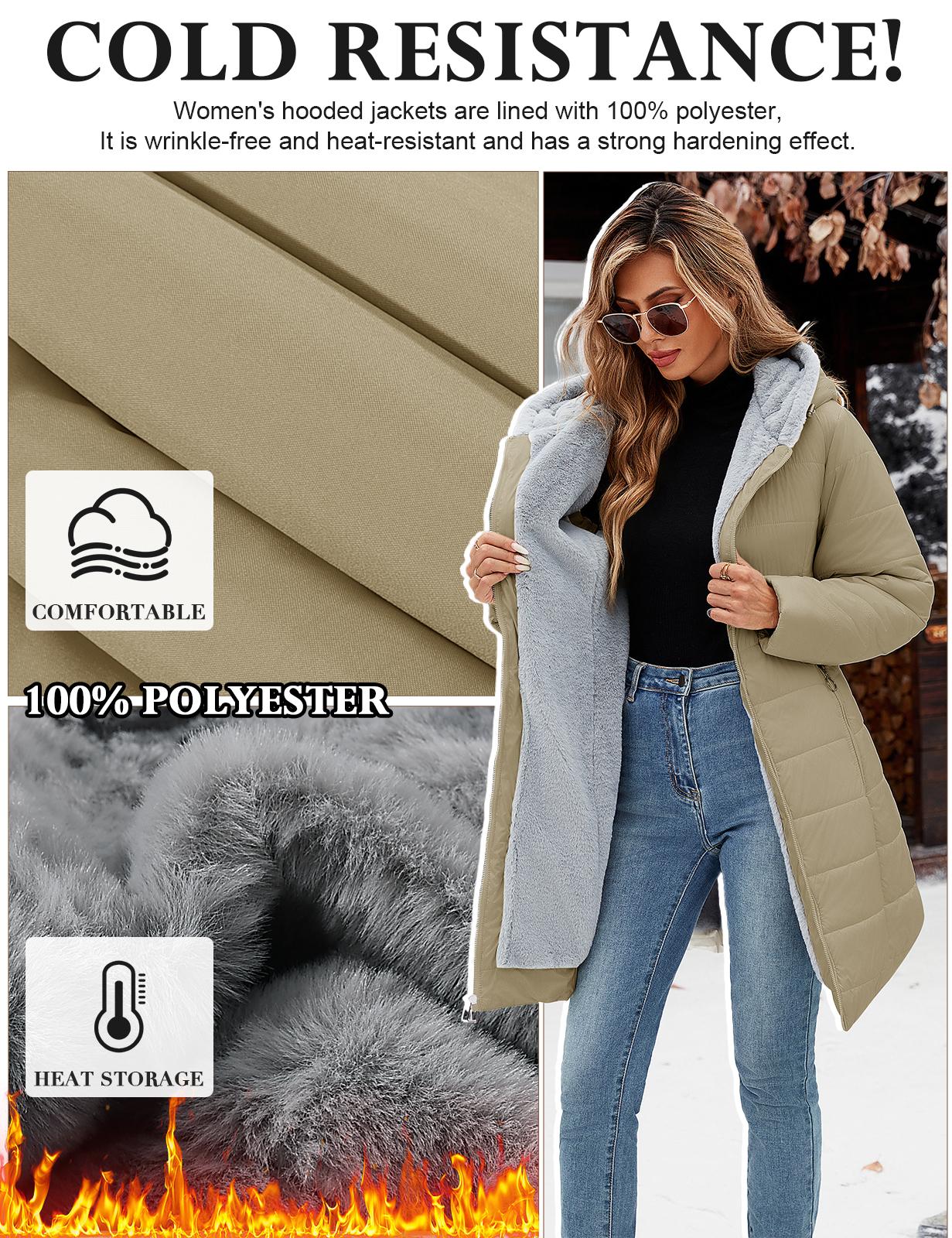 UMIPUBO Winter Women's Winter Windproof Fur Warm Slim Fit Down Jacket - Waterproof Long Ski Coat for Commuting