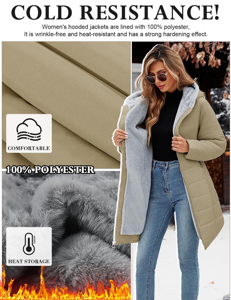 UMIPUBO Winter Women's Winter Windproof Fur Warm Slim Fit Down Jacket - Waterproof Long Ski Coat for Commuting