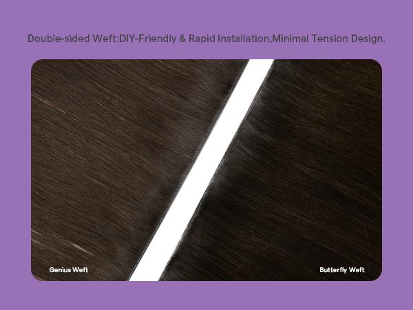 LaaVoo Butterfly Weft Hair Extensions Real Human Hair Hole Weft Invisible Genius Weft OVO Weft TikTokShopHolidayHaul 100 grams and 50 grams Christmas Gift