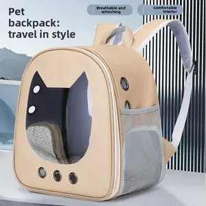 Pet Supplies Cat Bag Double Shoulder Space New Style Shallow Cat Carrier Transparent Bag Large Space Comfortable Breathable Cat Backpack