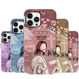 Aesthetic Religious Jesus Art Phone Case Phone Case for iPhone 11/12/13/14/15/16/17 Air Pro Max Samsung A06 A16 A23 A46 55 A71 S21 S22 S23 S24 S25 FE PLUS ULTRA  Faith Hope Love Christian Gift Protective Shockproof Phone Cover .NN110