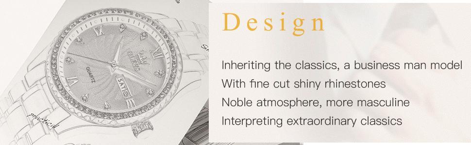 OLEVS Men's Watch Stainless Steel Waterproof Date Analog Quartz Watch Luxury Fashion Business Wristwatch for Men 41mm Case Diameter 11mm Thickness